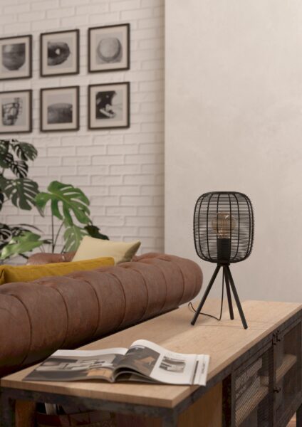 EGLO RINROE 43967 – stona lampa, crna, u enterijeru