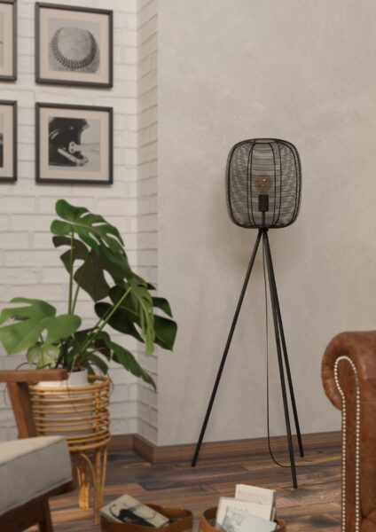 EGLO RINROE 43968 – podna lampa, crna, u enterijeru