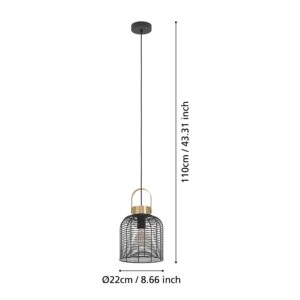 EGLO ROUNDHAM 43963 – visilica, crna, boja brušenog mesinga, prikaz 6