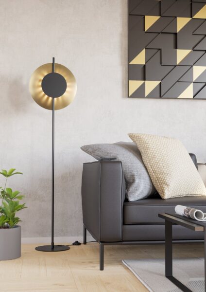 EGLO TOCINA 900991 – podna lampa, crna, boja brušenog mesinga, prikaz 2