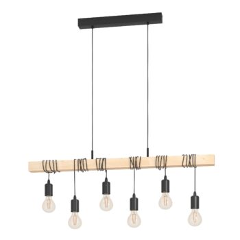 EGLO TOWNSHEND 43513 – visilica, drvena greda dužine 100 cm, 6 E27