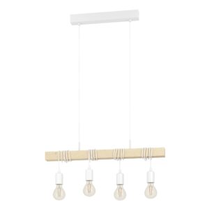 EGLO TOWNSHEND 43704 – visilica, bela grla i drvo, 4 E27
