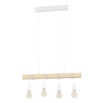 EGLO TOWNSHEND 43704 – visilica, bela grla i drvo, 4 E27