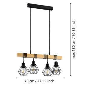 EGLO TOWNSHEND 5 44075 – visilica, crna, braon, prikaz 5