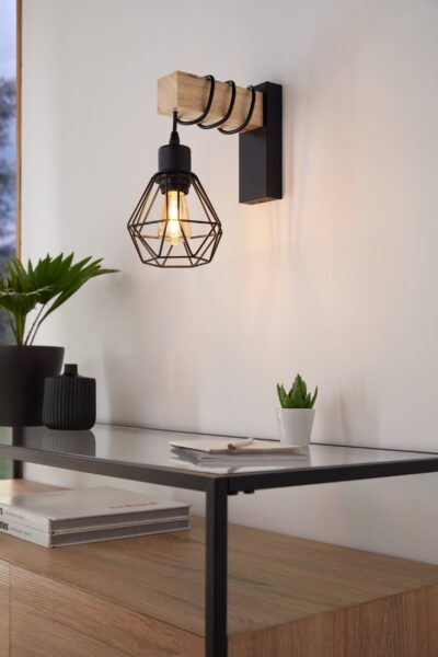 EGLO TOWNSHEND 5 44078 – zidna lampa, crna, braon, prikaz 2