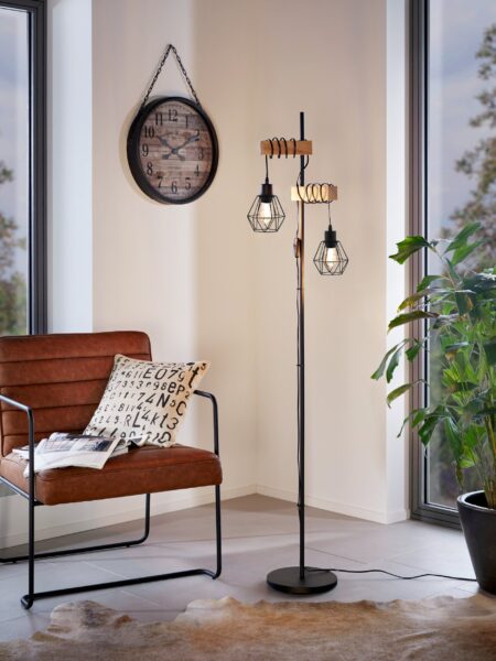 EGLO TOWNSHEND 5 44081 – podna lampa, crna, braon, u enterijeru