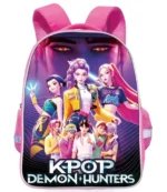 Roze KPOP Demon Hunters školski ranac sa ilustracijom likova