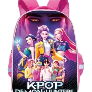 Roze KPOP Demon Hunters školski ranac sa ilustracijom likova