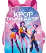 Školski ranac KPOP Demon Hunters roze sa motivom Rumi, Mira i Zoey