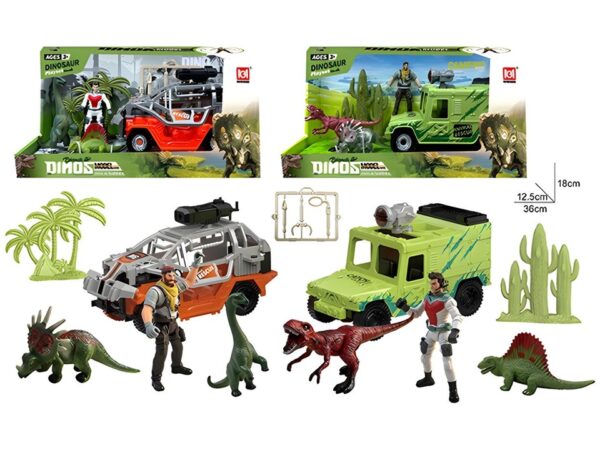 Dino avantura set sa terenskim vozilom i figurama – fotografija 1 Dve prikazane varijante Dino seta sa vozilima i figurama