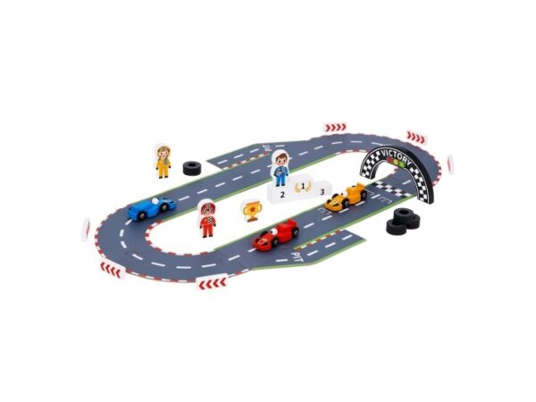 Tooky Toy drvena auto-staza sa vozilima – fotografija 1 Tooky Toy drvena auto-staza sa vozilima – fotografija 1