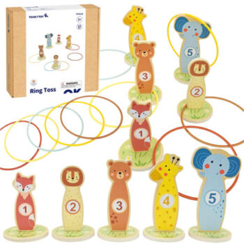 Tooky Toy drvena igra nabacivanja obruča sa životinjama TF401 – fotografija 1