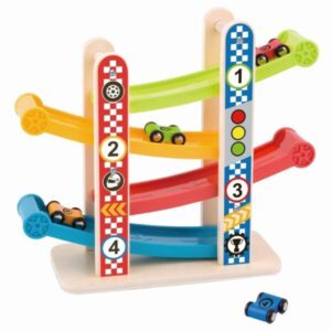 Tooky Toy drvena rampa sa četiri autića – fotografija 1