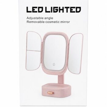 Roze LED kozmetičko ogledalo sa fiokom – fotografija 1