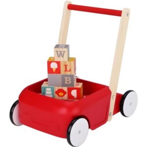 Tooky Toy crvena drvena kolica sa kockama – fotografija 1